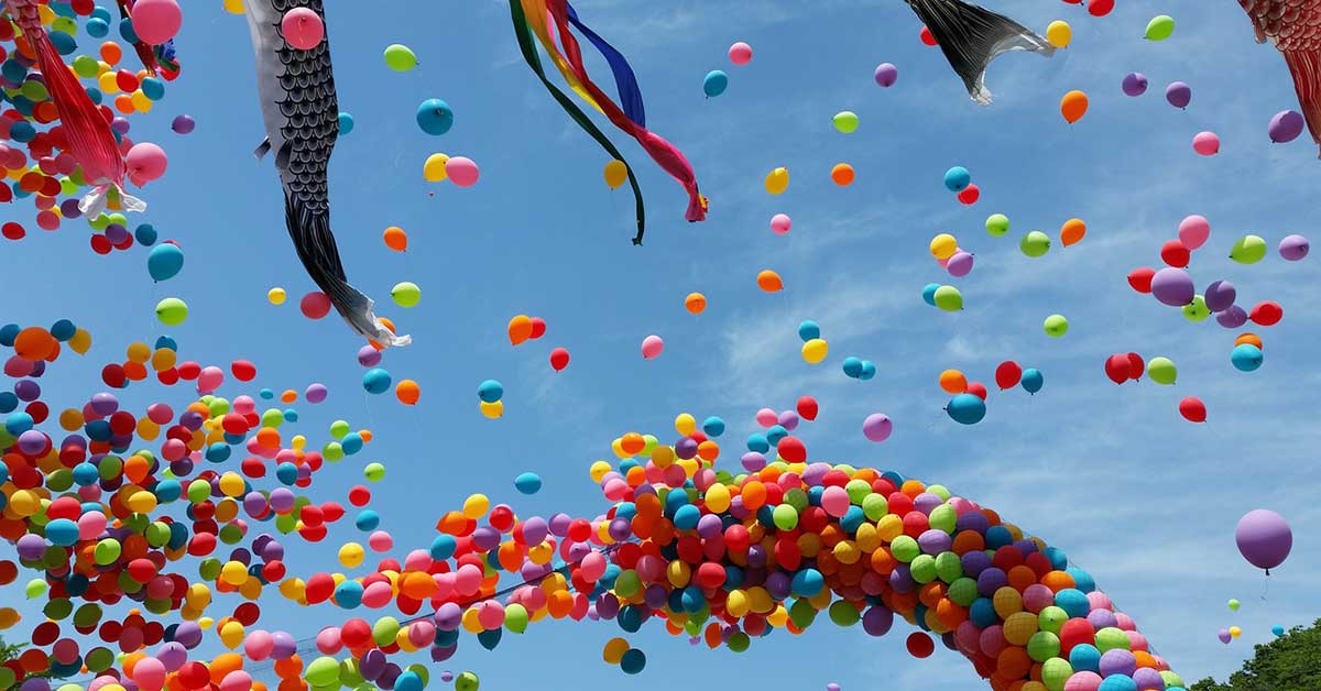 Childrens Day Japan Balloons And Flags